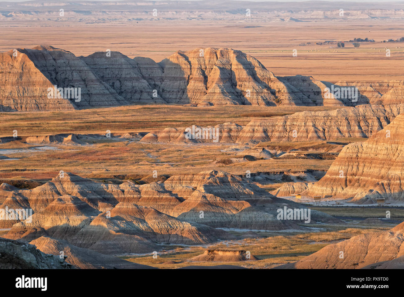 Paysage au lever du soleil dans les Badlands, dans le Dakota du Sud Banque D'Images