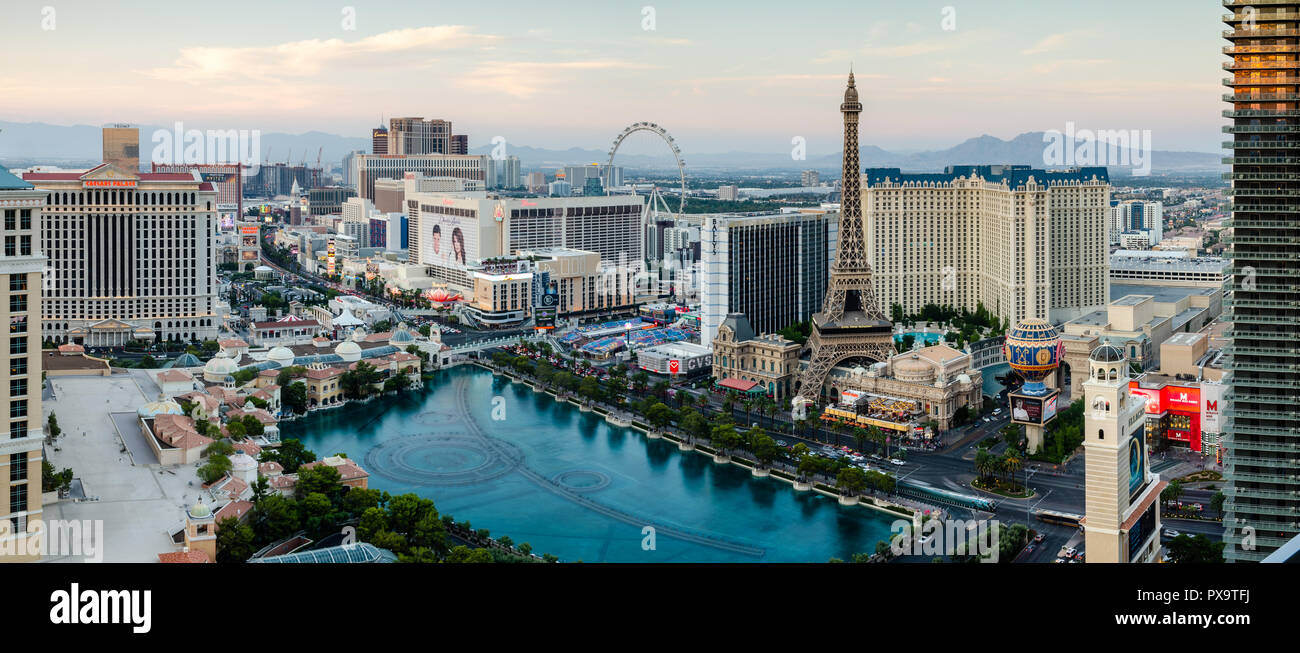 Panorama du lac Bellagio, Las Vegas Banque D'Images