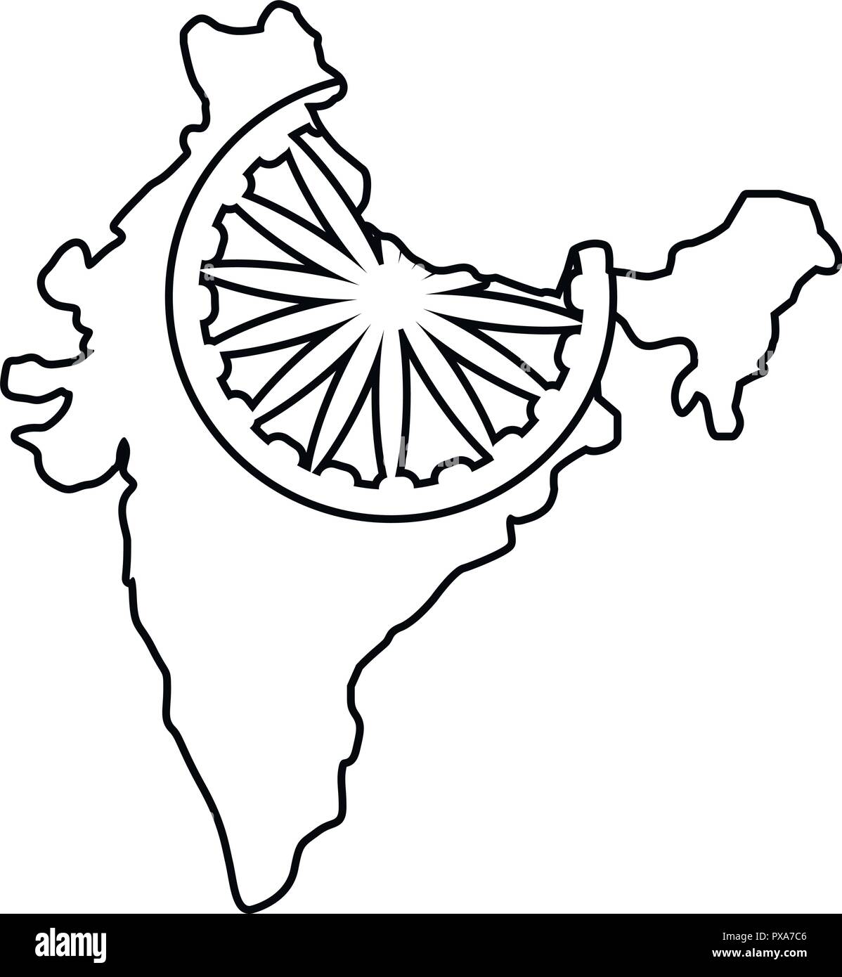 Carte de repère roue indien sur fond blanc vector illustration Illustration de Vecteur