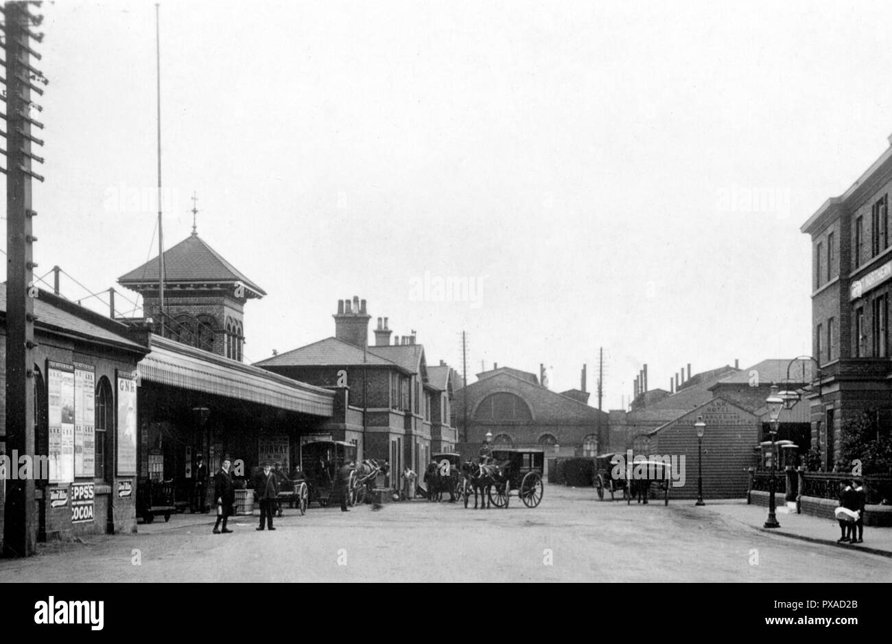 Gare ferroviaire, Peterborough début des années 1900 Banque D'Images