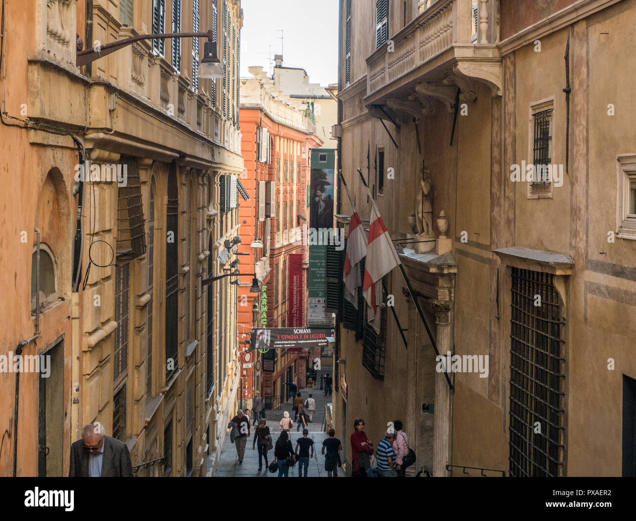 Street à Gênes, Ligurie, Italie. Banque D'Images