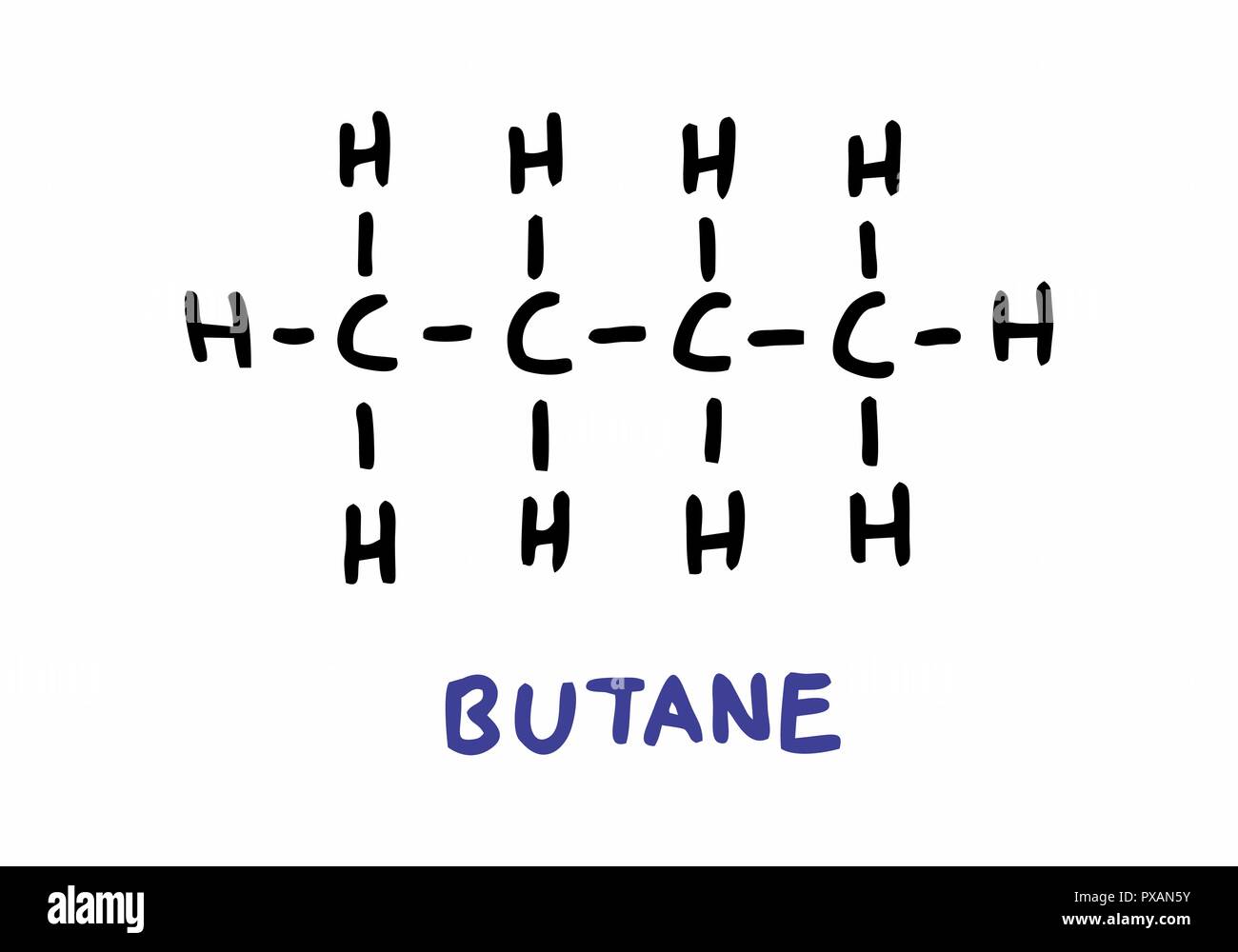 Style Freehand illustration de la formule de butane Illustration de Vecteur