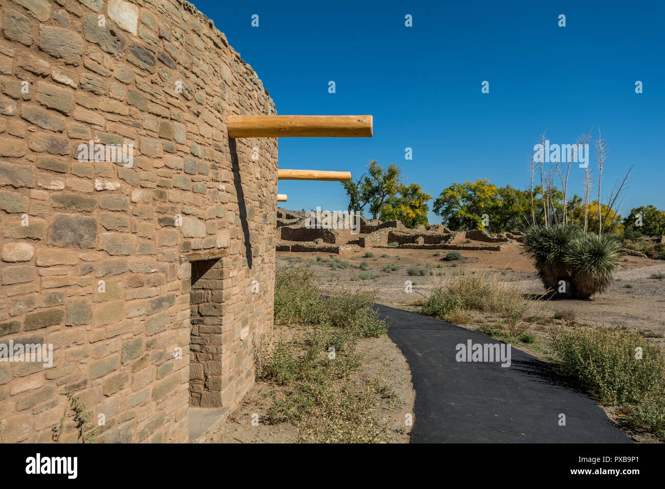 Aztec Ruins National Monument, ruines Pueblo ancestrales dans la région des quatre coins New Mexico, USA. Banque D'Images