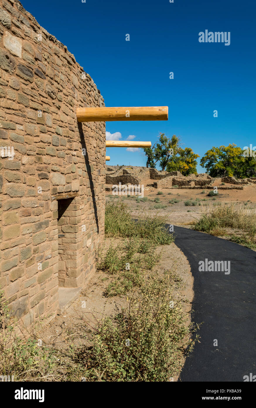 Aztec Ruins National Monument, ruines Pueblo ancestrales dans la région des quatre coins New Mexico, USA. Banque D'Images