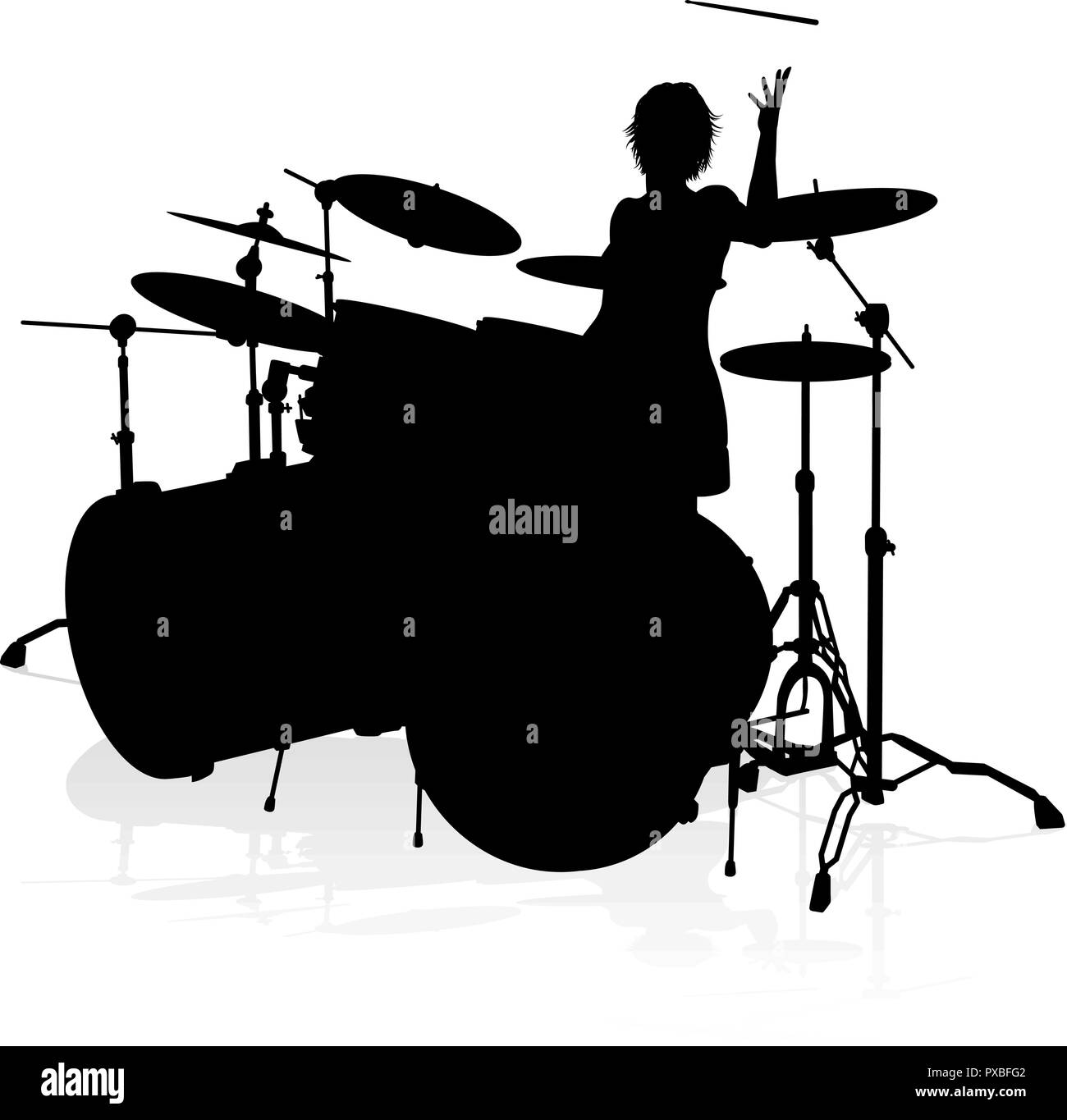 Silhouette batteur musicien Illustration de Vecteur