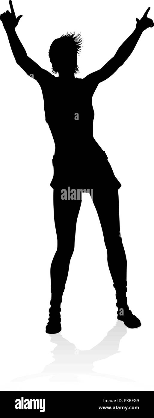 Chanteur de pop ou rock star Pays Femme Silhouette Illustration de Vecteur