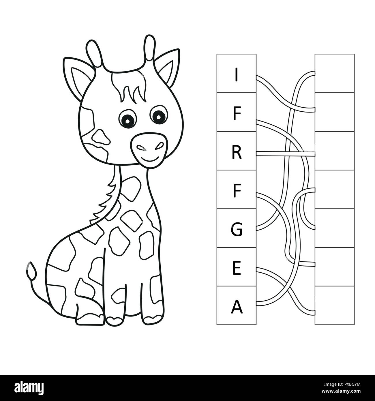 Remettre Les Lettres Dans L ordre Cartoon girafe mots croisés. Mettre les lettres dans le bon ordre Image Vectorielle Stock - Alamy