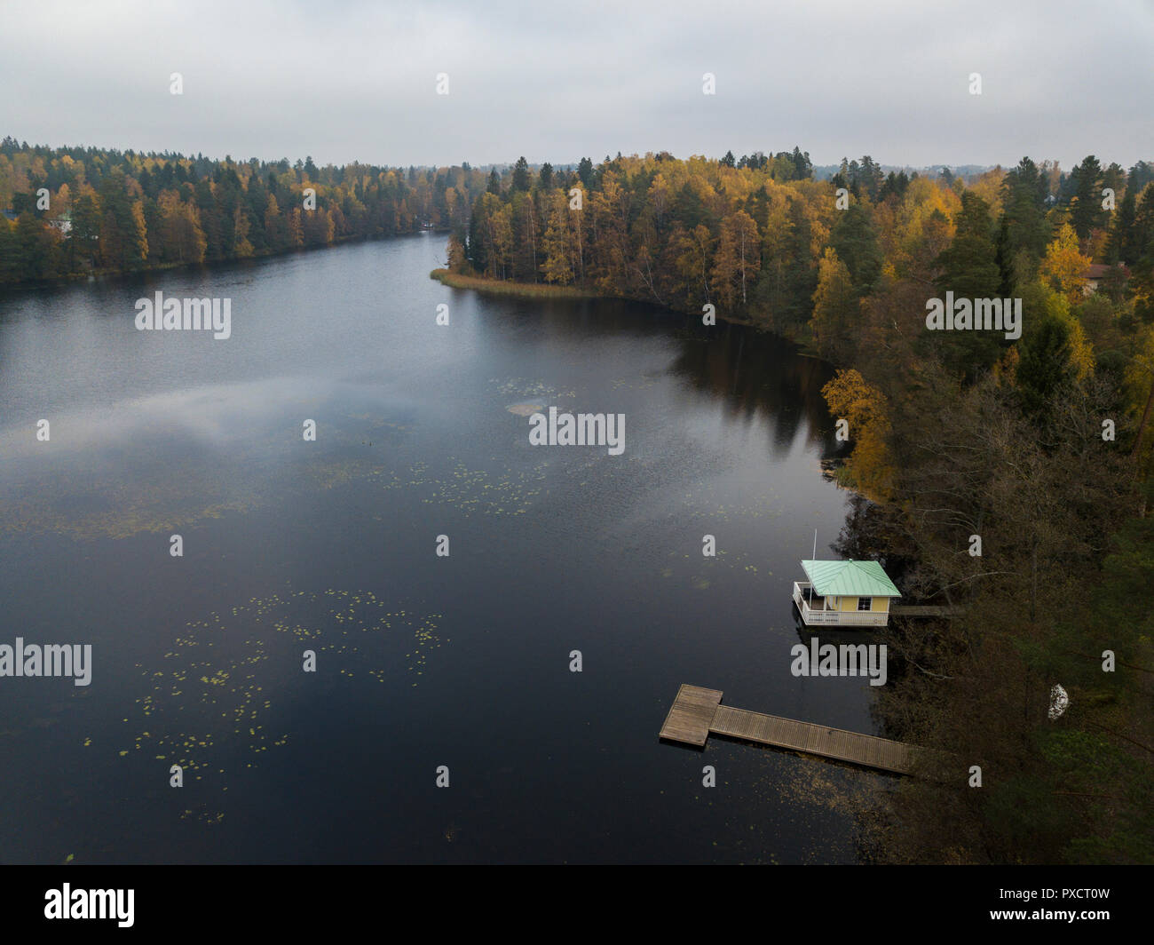 Dans Gallträsk Lac Kauniainen, Finlande Banque D'Images