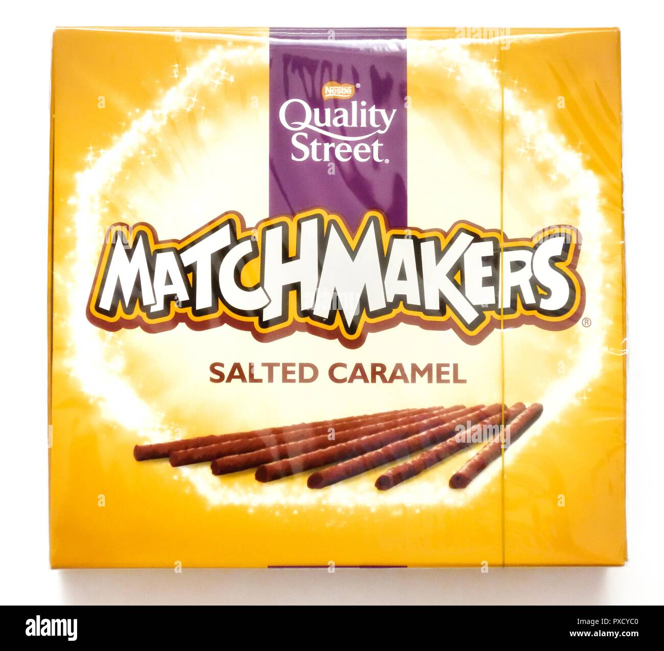 Rue de la qualité, de jumelage,Saveur caramel salé,Nouvelle Édition limitée,uk retail packaging emballage,anglais Banque D'Images