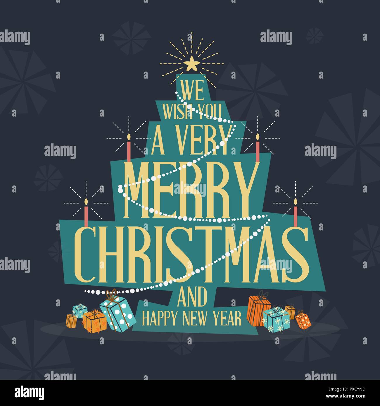 Joyeux Noel Moderne Au Milieu Du Siecle Carte De Vœux Vector Illustration Image Vectorielle Stock Alamy