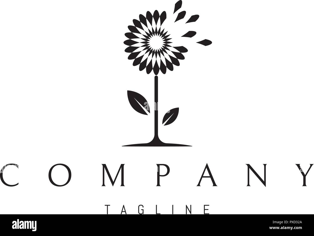 Image logo vector noir Pissenlit Illustration de Vecteur