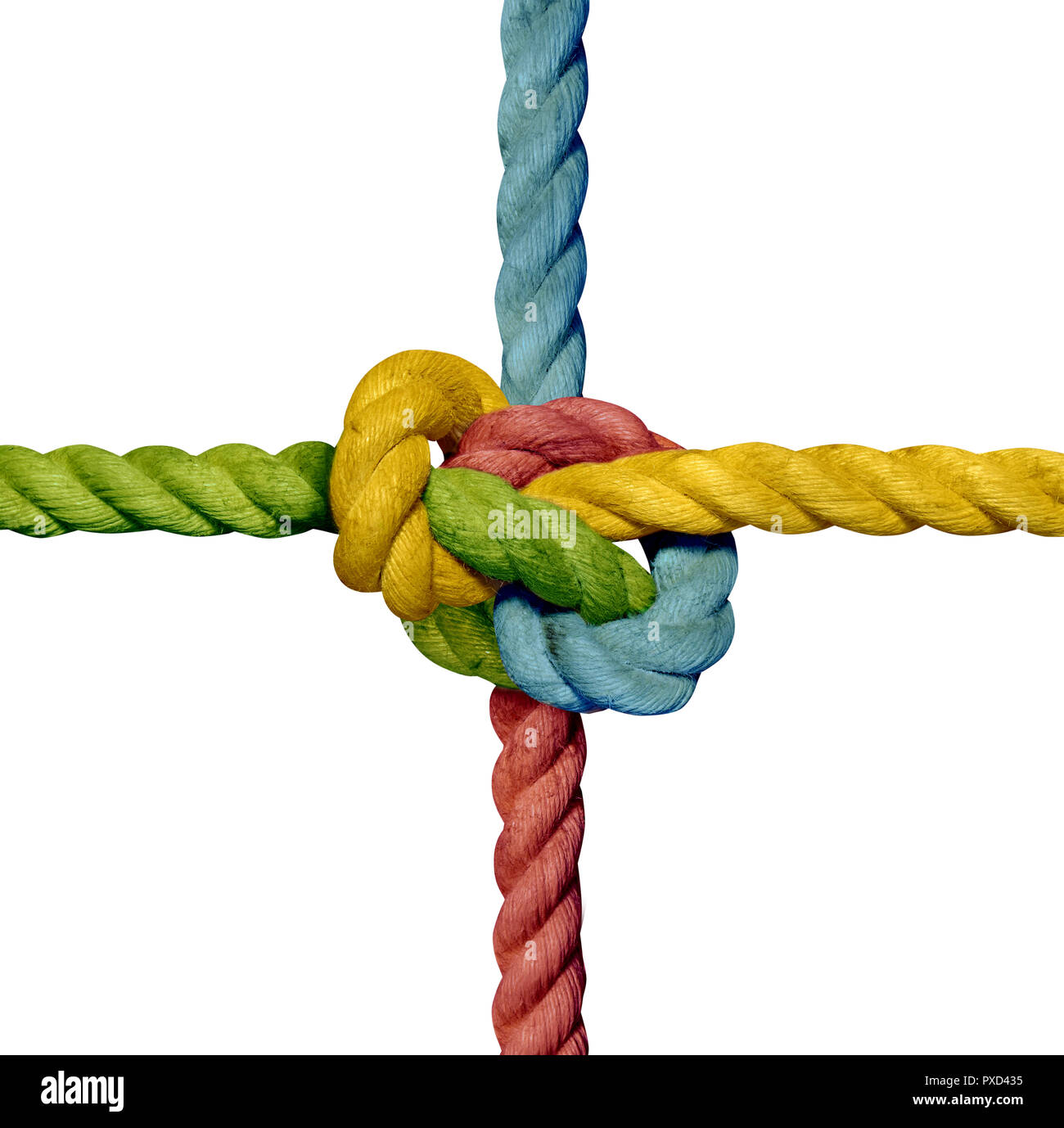 L'élingue de corde noeud serré noué d'équipe colorés Banque D'Images