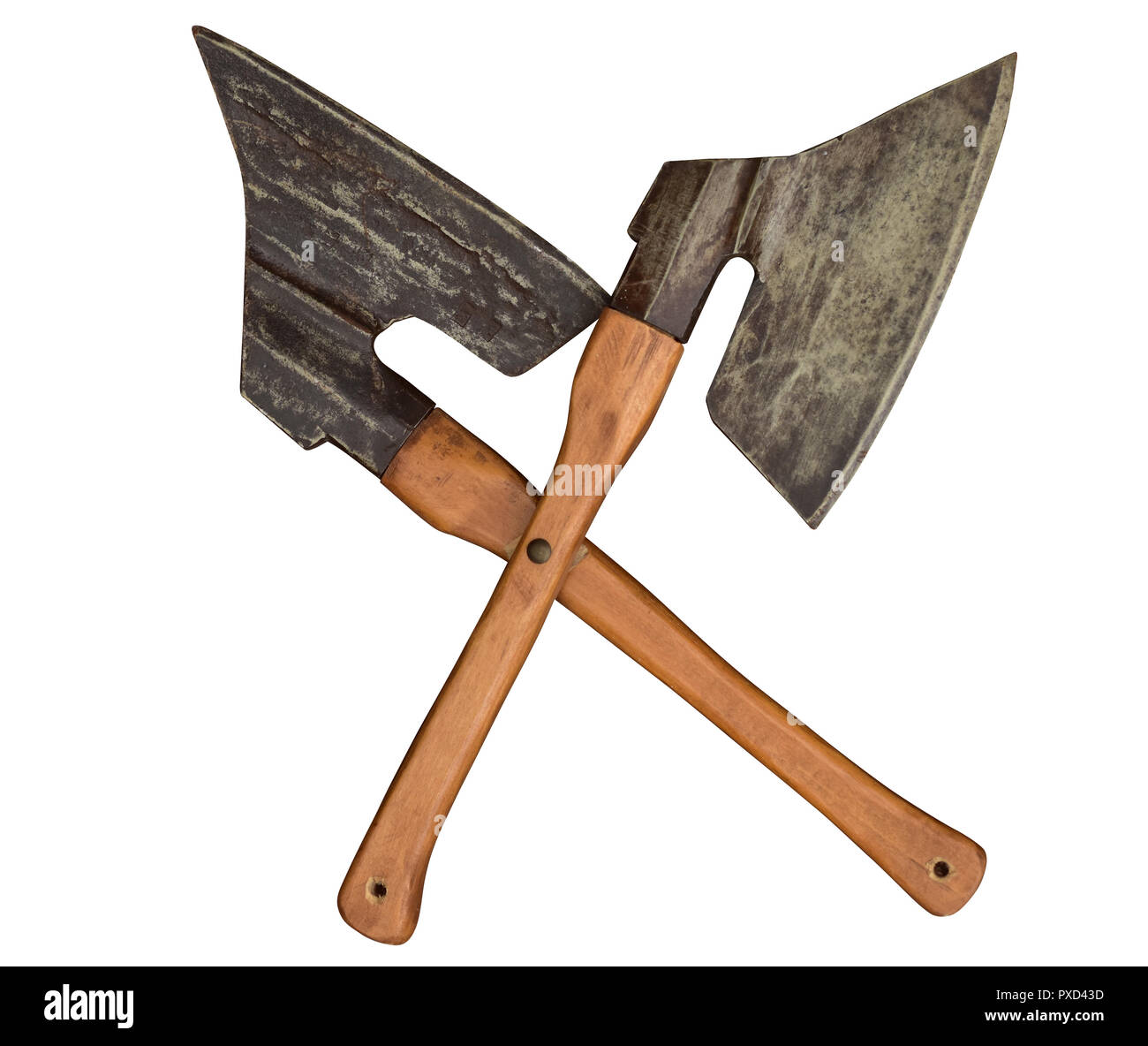 Ax axes croisés couteau boucher viande artisanat Banque D'Images