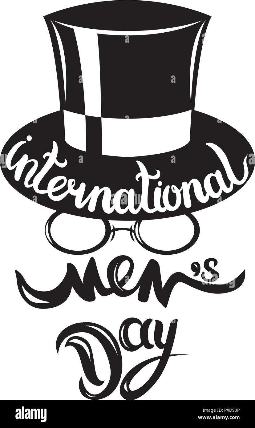 Lettrage pour Mens International Day pour la décoration et la couverture sur le fond noir de l'image isolée. Illustration de Vecteur