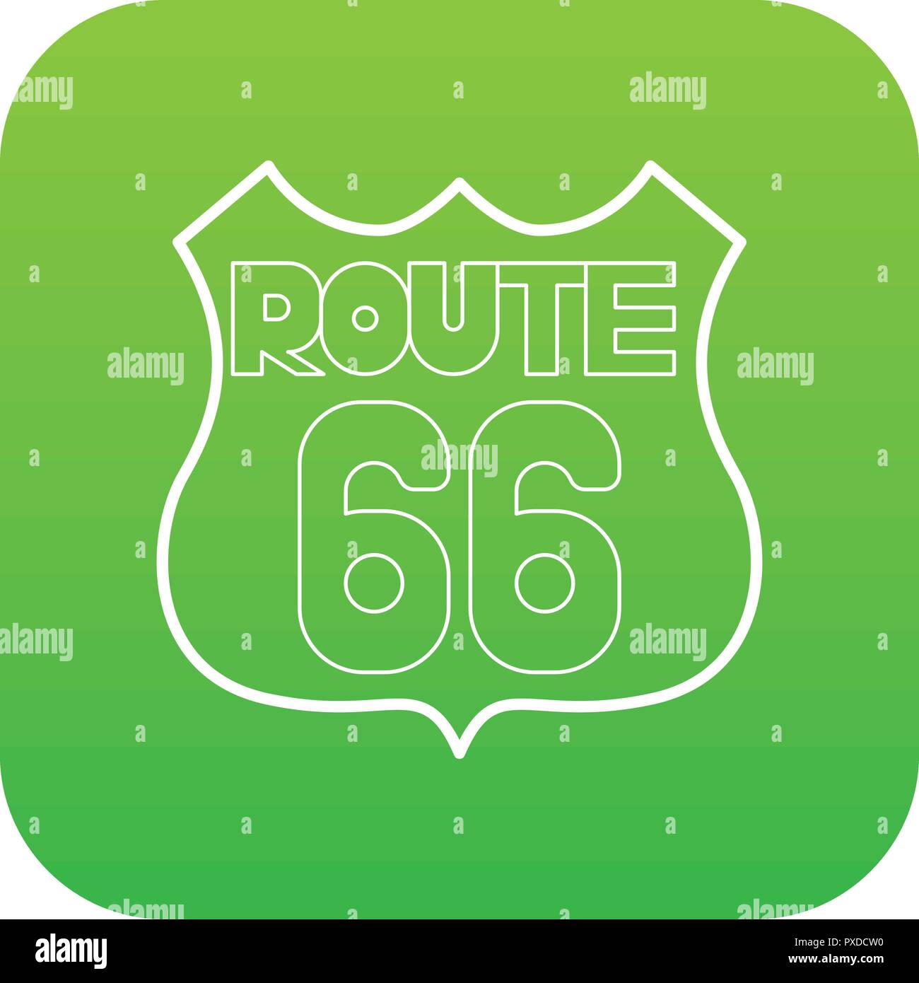 Route 66 icône de bouclier Vecteur vert Illustration de Vecteur