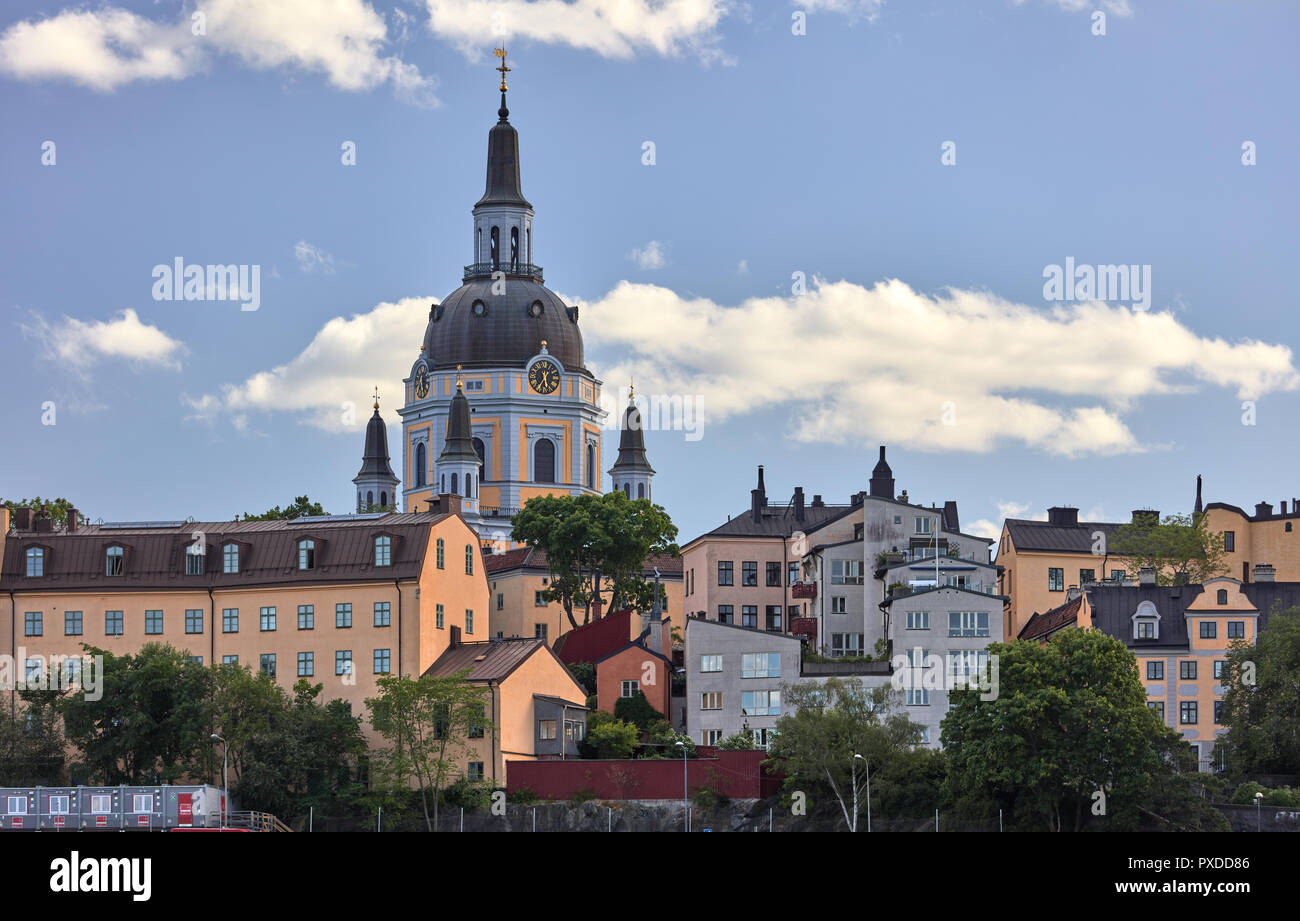 Katarina kyrka église dominant l'horizon de Södermalm, à Stockholm Banque D'Images
