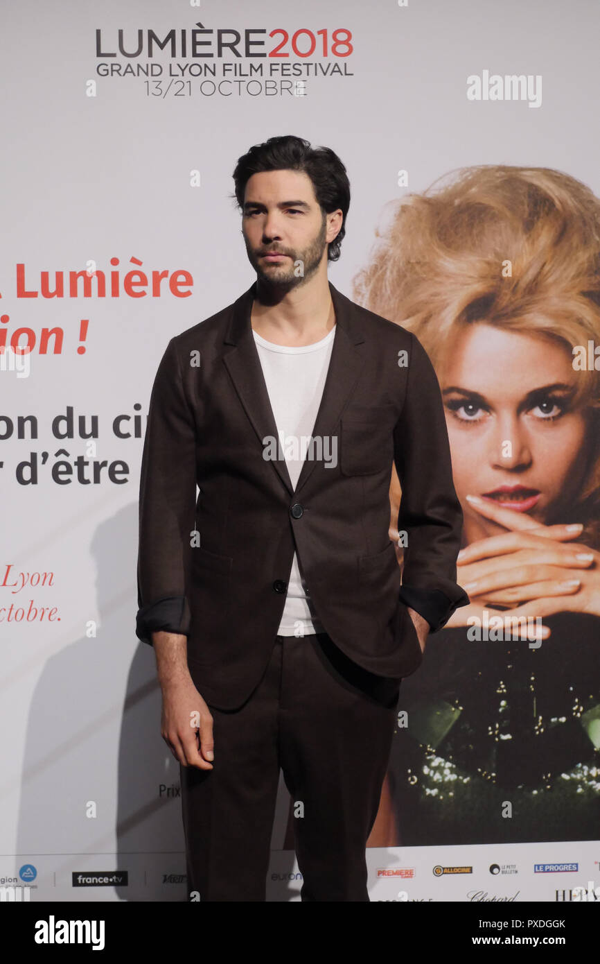Lyon, France, 19 octobre 2018 : Tahar Rahim est vu à Lyon (Centre-est de la France) qu'il assiste à une séance de presse à l'occasion du 10e lumière P Banque D'Images