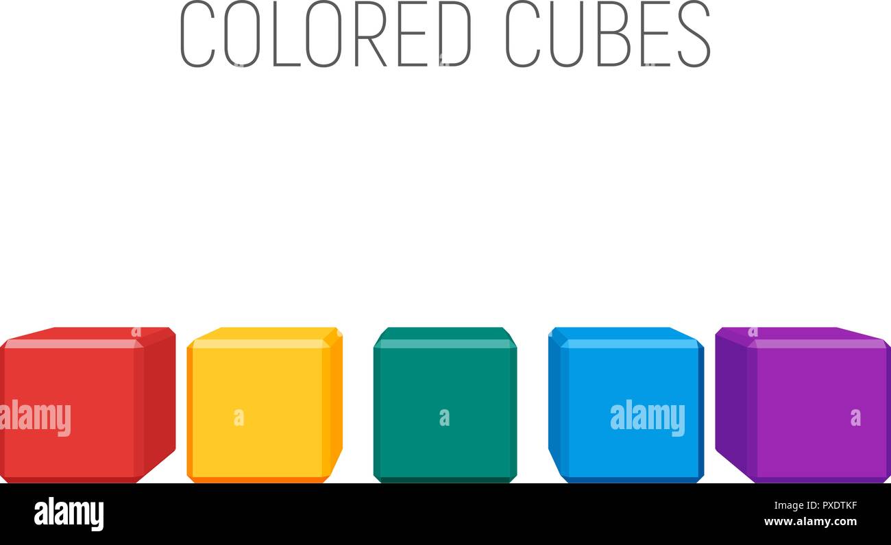 Les cubes de couleur dans une ligne. Les formes géométriques avec les biseaux. élément du vecteur pour l'entreprise, logo ou tout autre design Illustration de Vecteur