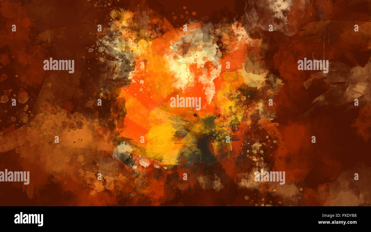 Résumé Contexte aquarelle orange et marron. Taches de couleur multi lumineux. Banque D'Images