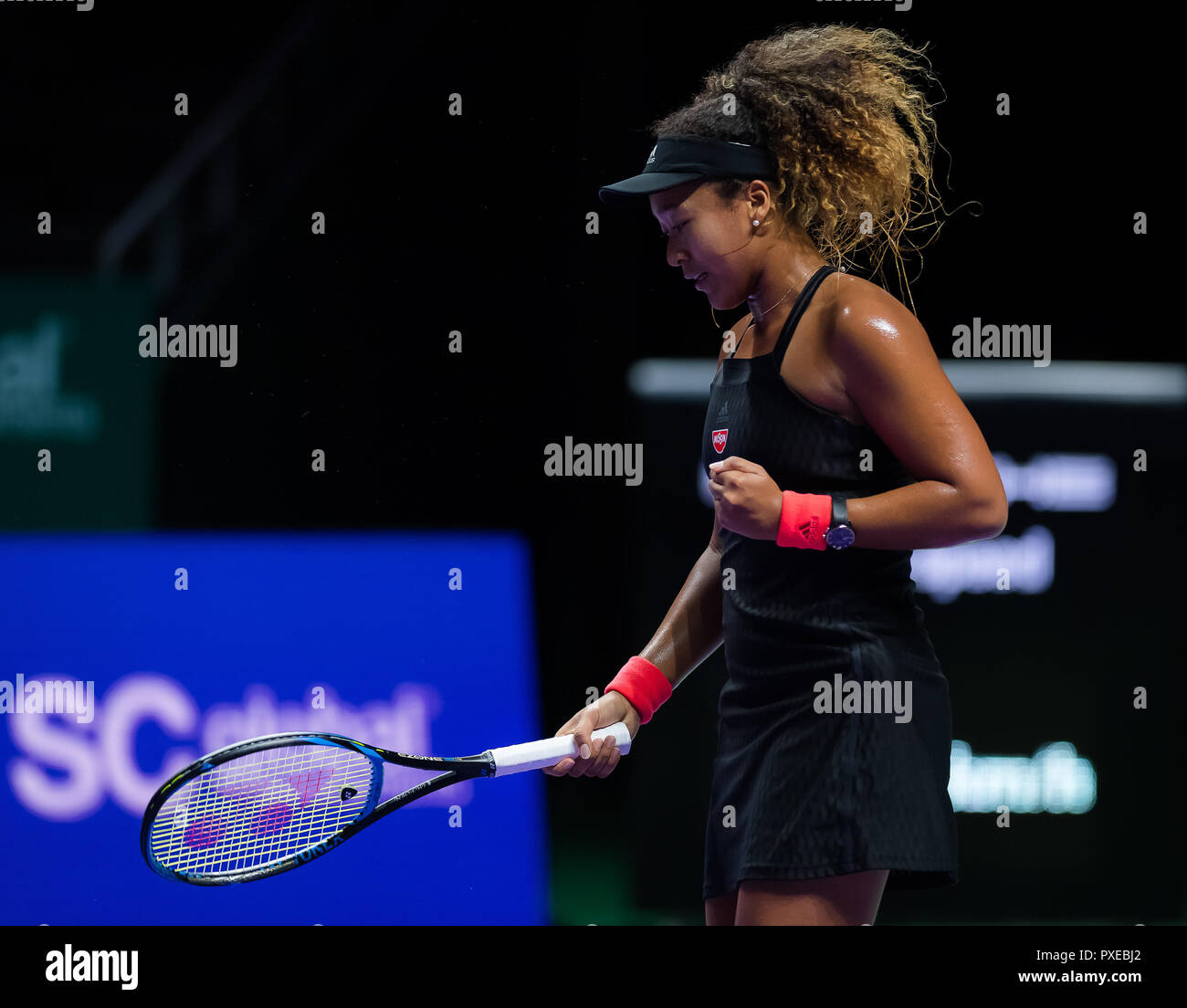 Kallang, Singapour. 22 octobre, 2018. Naomi Osaka du Japon en action lors de son premier match à la finale 2018 Tournoi de tennis WTA Crédit : AFP7/ZUMA/Alamy Fil Live News Banque D'Images
