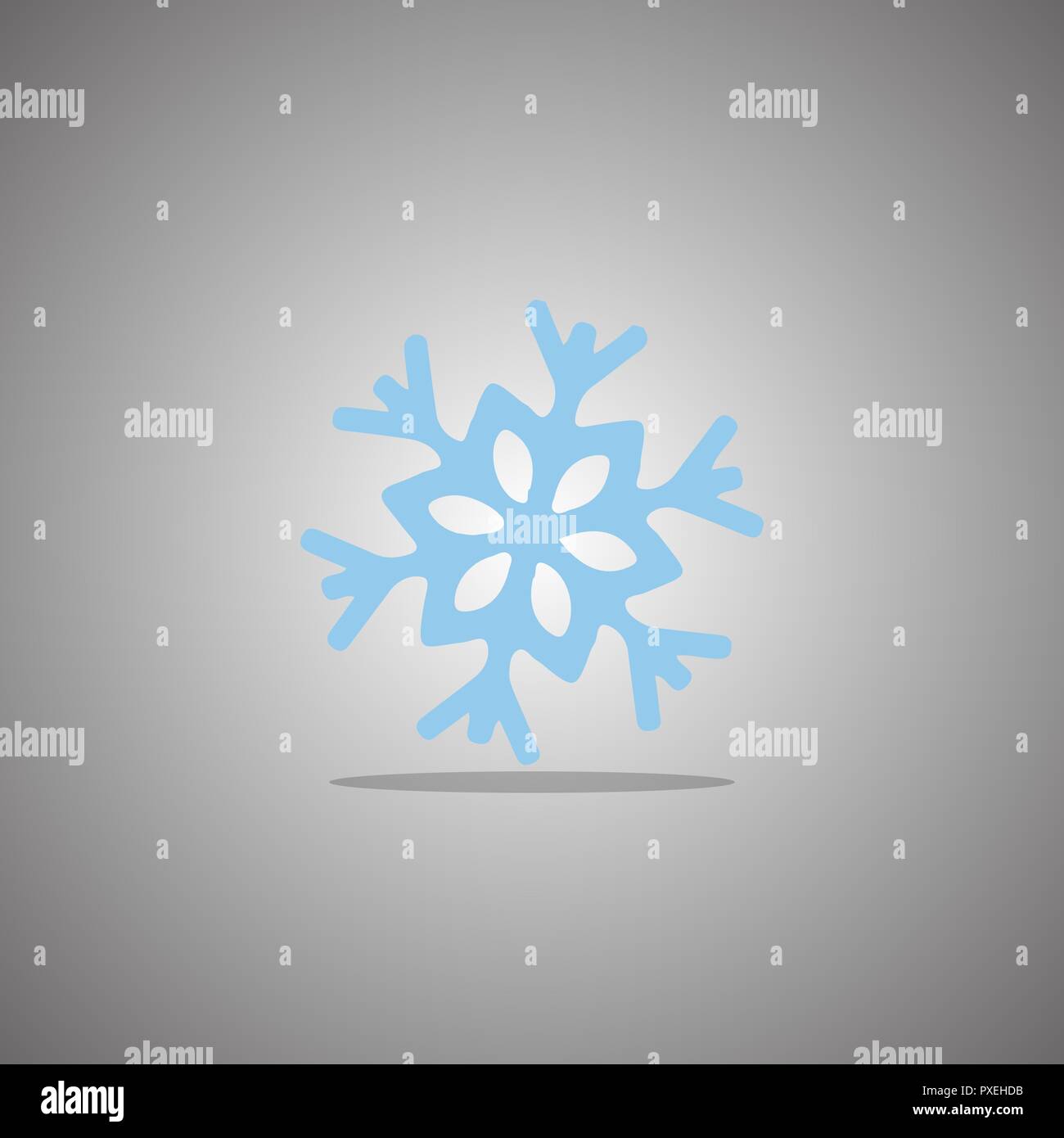 Flocon bleu sur fond gris avec gradient. Vector illustration. Illustration de Vecteur
