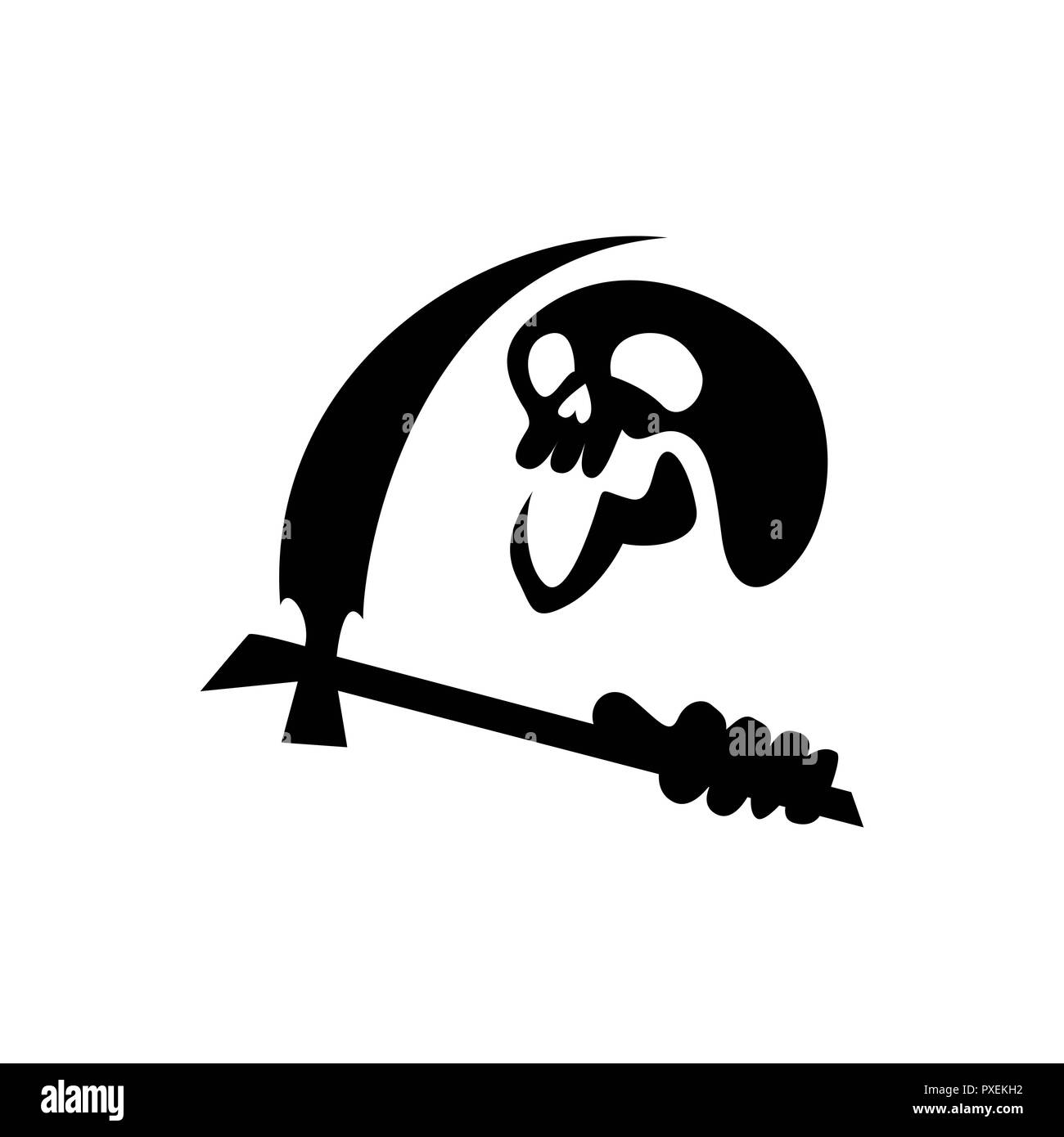 Skull Reaper, simple mais Reaper sinistre silhouette du crâne pour les attributs de l'halloween Banque D'Images