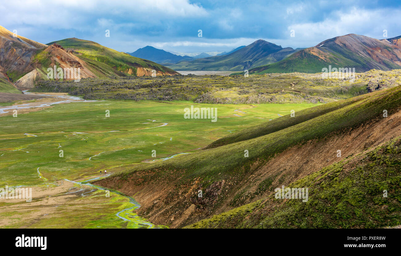 Landmannalaugar, ou le 'People's Pools', une vaste zone de beauté au coeur de la sierra méridionale avec la lave et du sable coloré forme Banque D'Images