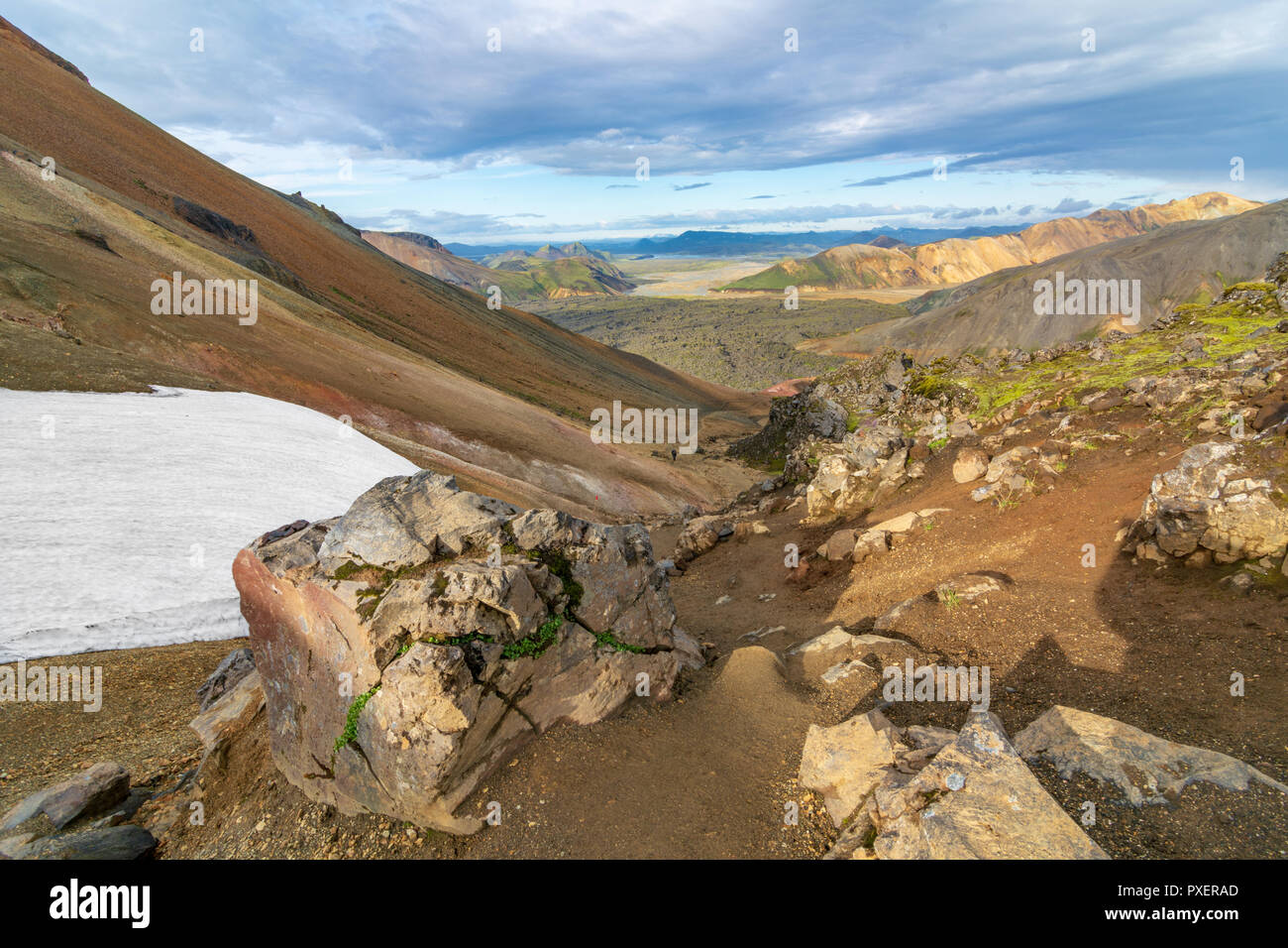 Landmannalaugar, ou le 'People's Pools', une vaste zone de beauté au coeur de la sierra méridionale avec la lave et du sable coloré forme Banque D'Images