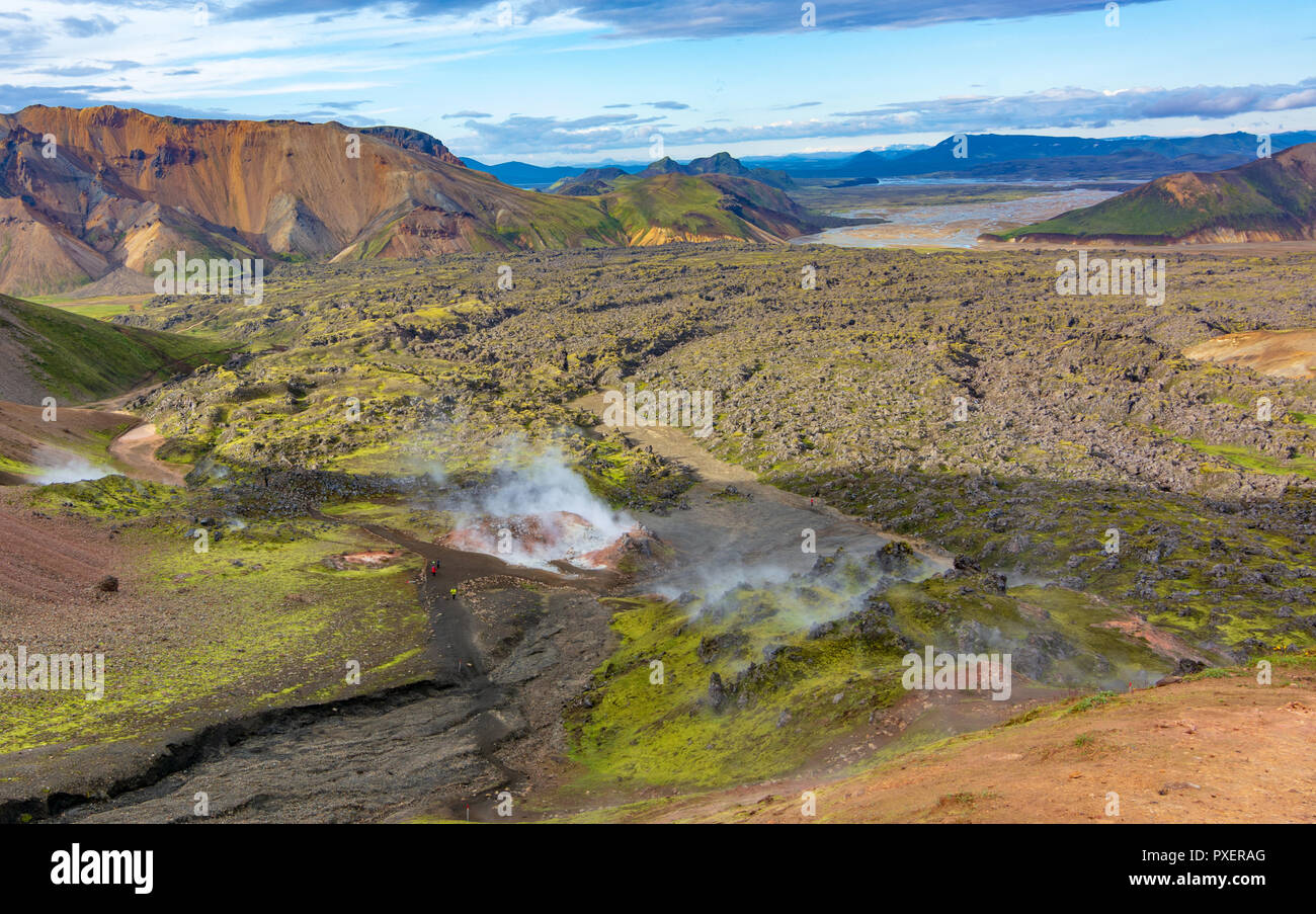 Landmannalaugar, ou le 'People's Pools', une vaste zone de beauté au coeur de la sierra méridionale avec la lave et du sable coloré forme Banque D'Images