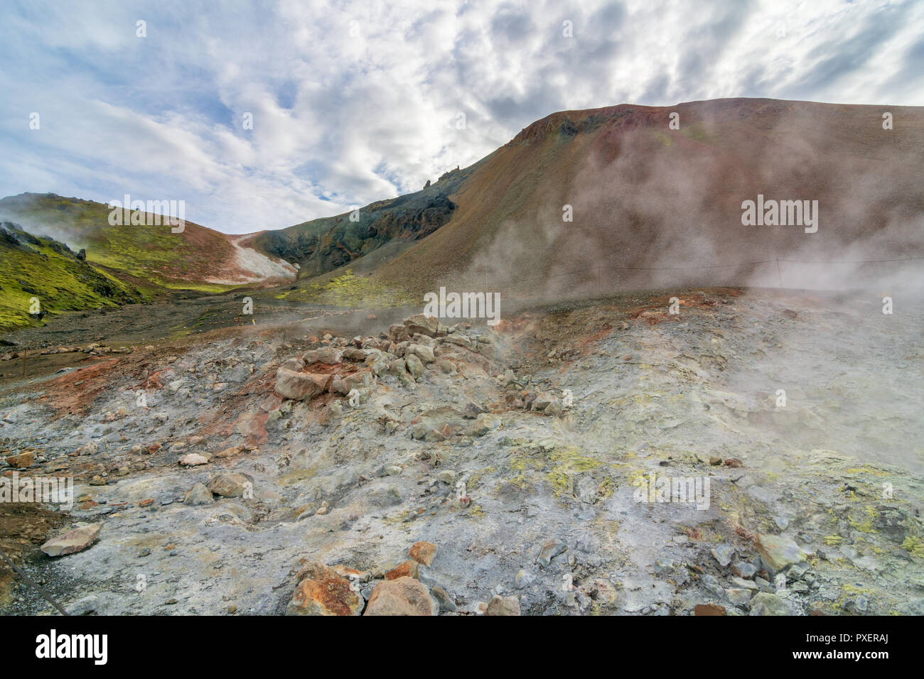 Landmannalaugar, ou le 'People's Pools', une vaste zone de beauté au coeur de la sierra méridionale avec la lave et du sable coloré forme Banque D'Images