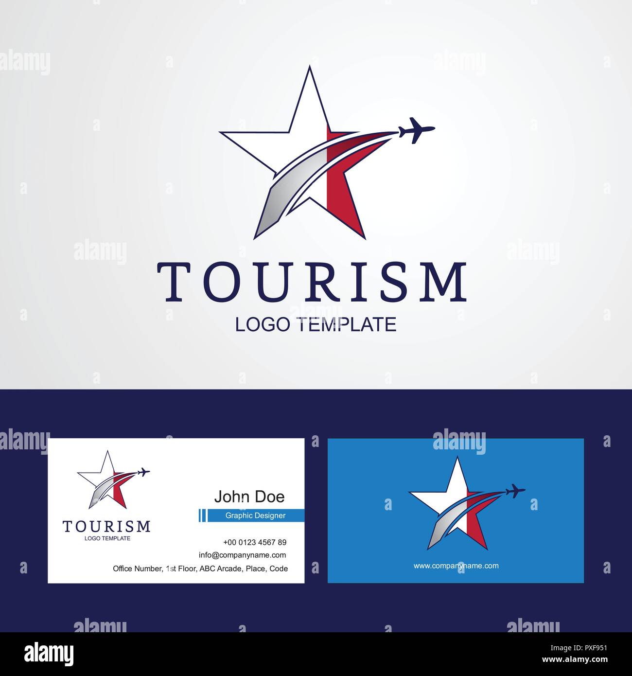 Drapeau Malte voyage Star Creative Design Logo et carte de visite Illustration de Vecteur