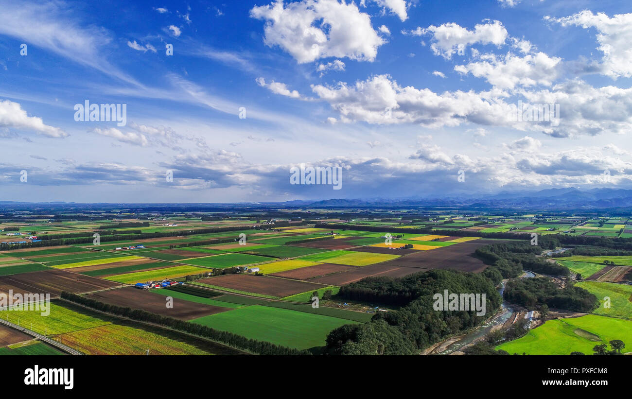 Photographie aérienne de Hokkaido, Japon Banque D'Images