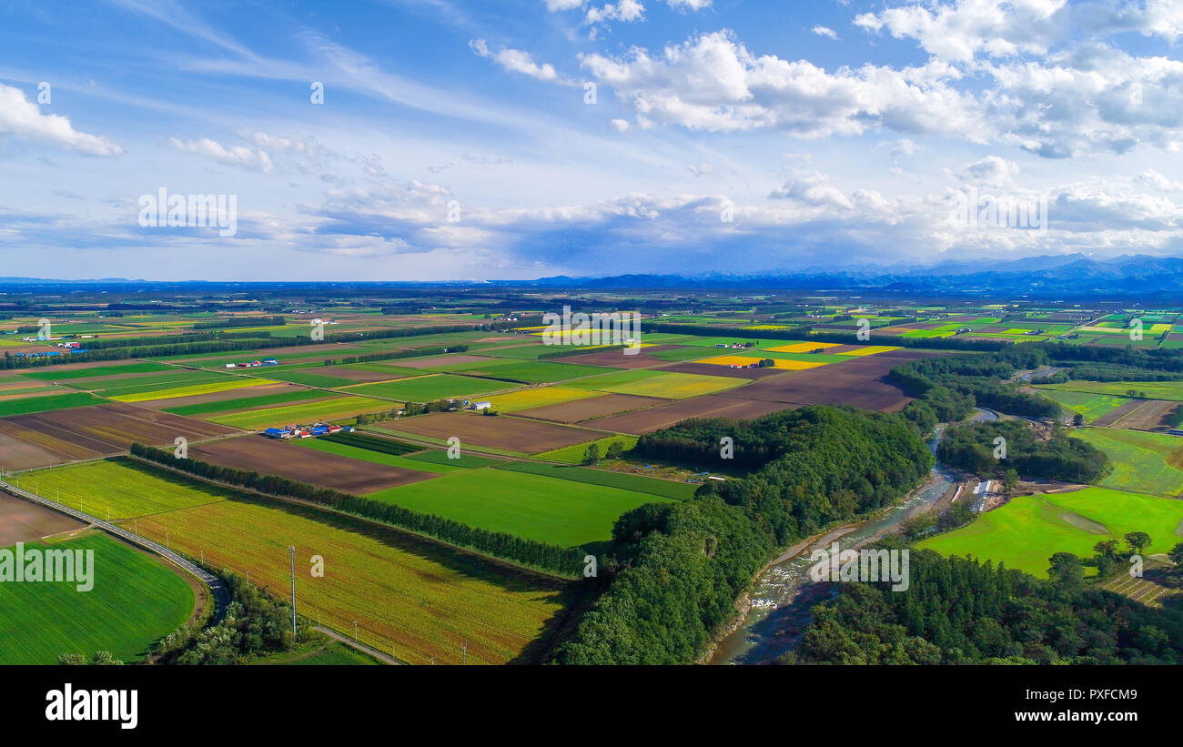 Photographie aérienne de Hokkaido, Japon Banque D'Images