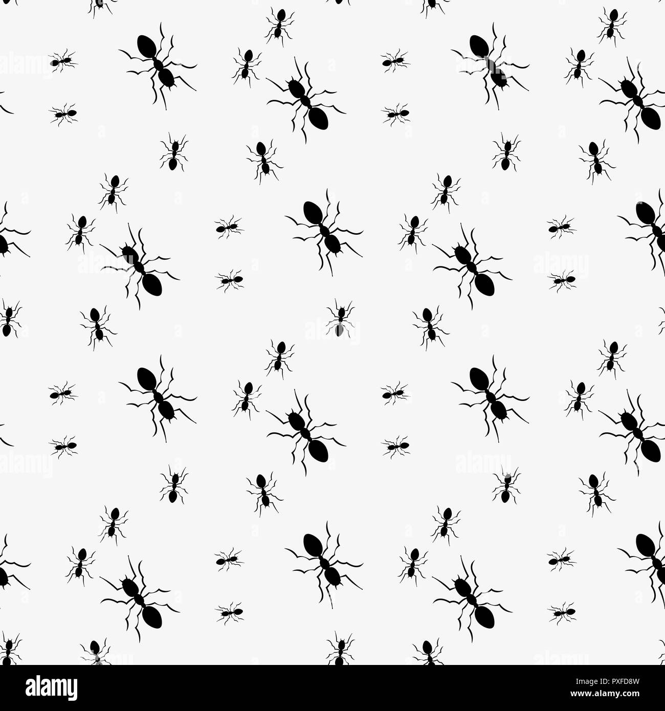 Motif transparent Ant. Noir et blanc motif transparent avec des fourmis. Animal fond eps10 Illustration de Vecteur