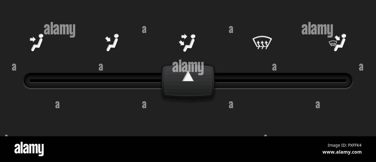 Tableau de bord voiture curseur noir. Climatiseur automatique sélecteur de direction du flux d'air. Niveau haut et bas Illustration de Vecteur