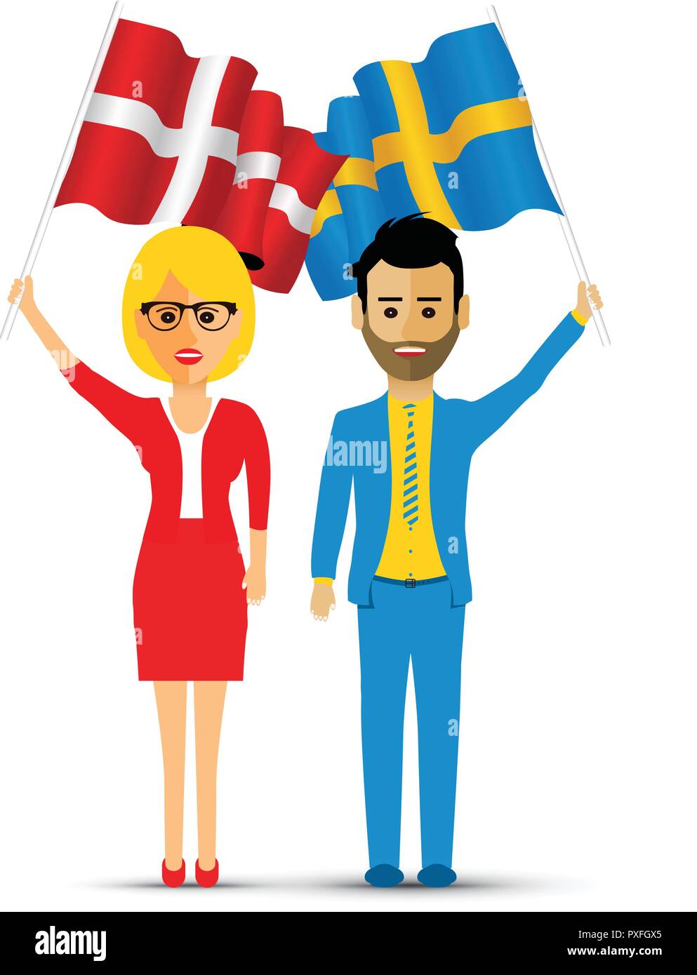 La Suède et la Norvège drapeaux couple Illustration de Vecteur