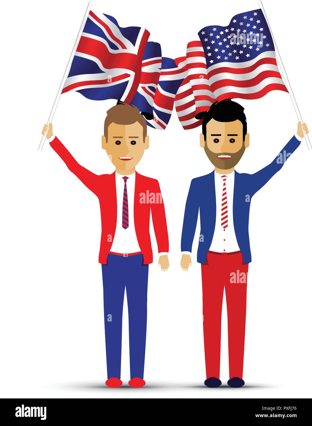 Usa et uk drapeaux personnes Illustration de Vecteur