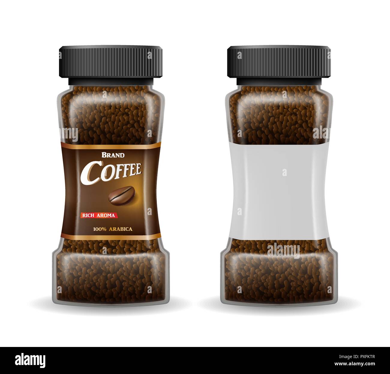 Avec bol en verre de café instantané granules de café. Emballage d'un produit de conception du modèle isolé sur blanc. Vector illustration 3d Illustration de Vecteur Avec bol en verre de café instantané granules de café. Emballage d'un produit de conception du modèle isolé sur blanc. Vector illustration 3d Illustration de Vecteur