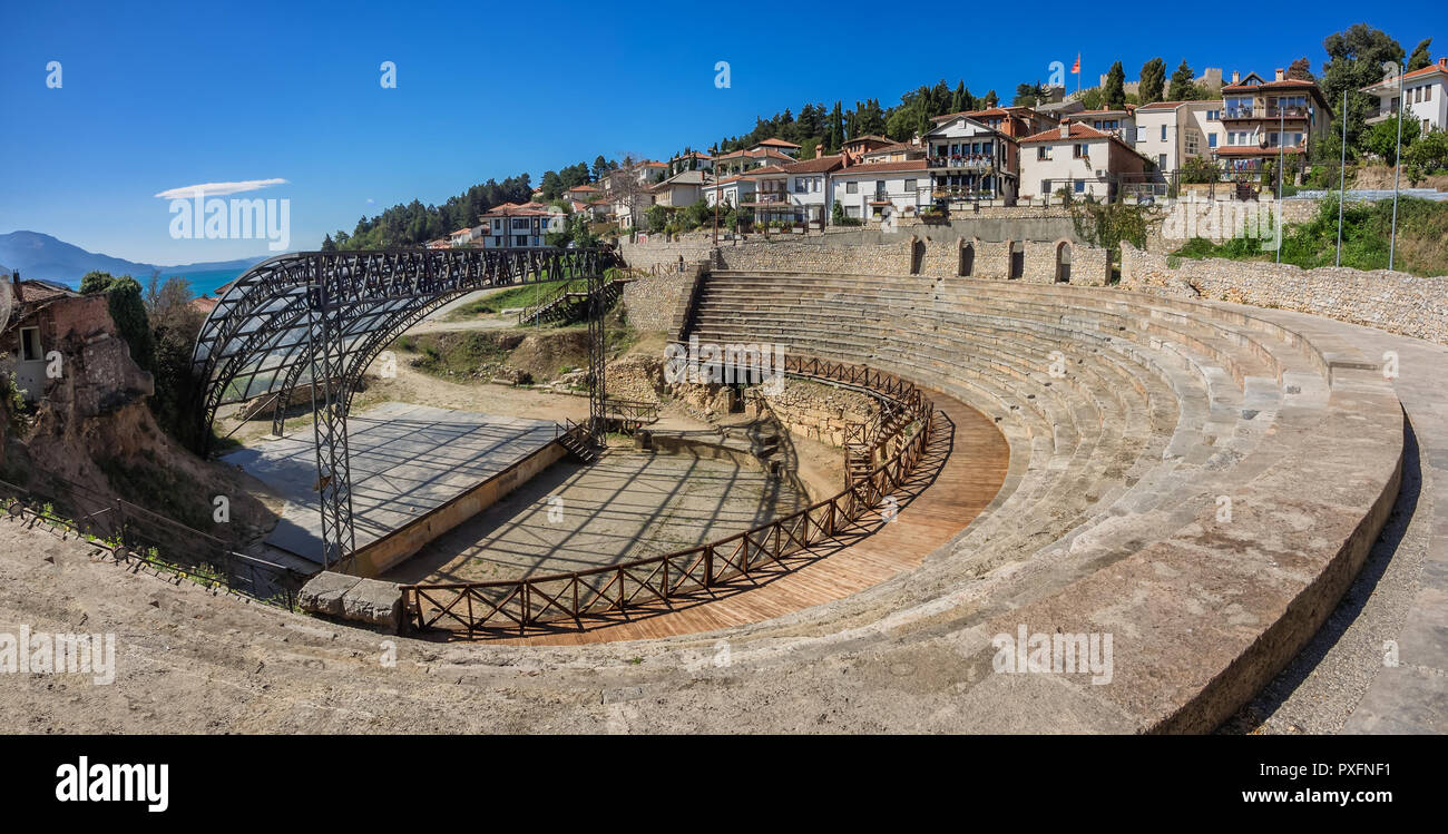 Ancien théâtre romain à Ohrid, Macédoine Banque D'Images