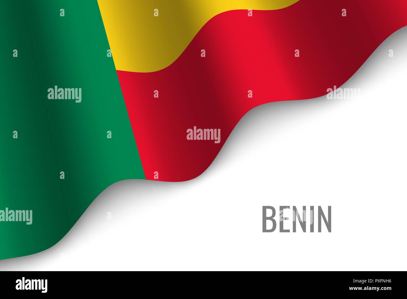Waving Flag du Bénin avec copyspace. Modèle de brochure. vector illustration Illustration de Vecteur Waving Flag du Bénin avec copyspace. Modèle de brochure. vector illustration Illustration de Vecteur