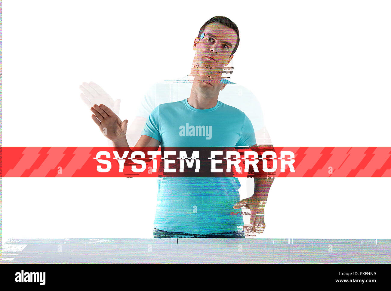 Humanoïde ayant cassé une erreur système et à la mauvaise Banque D'Images