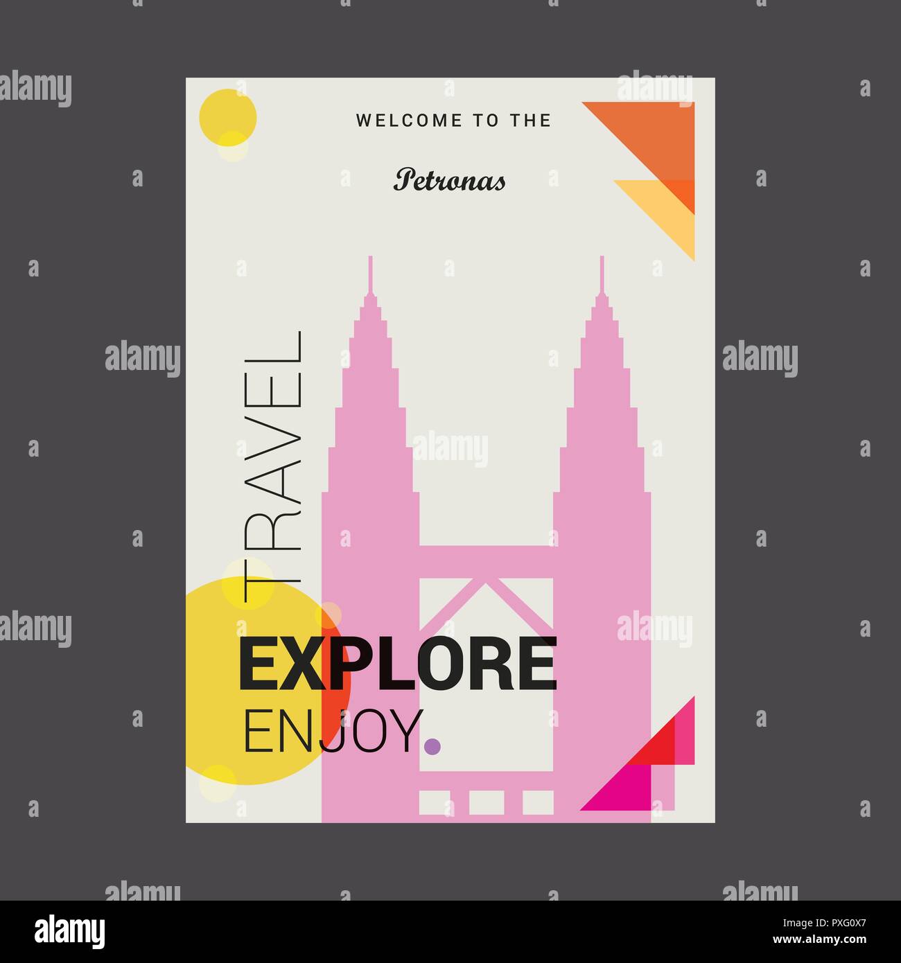 Bienvenue sur les Tours Petronas Kuala Lumpur, Malaisie, Voyage Découverte Profitez de modèle d'Affiche Illustration de Vecteur