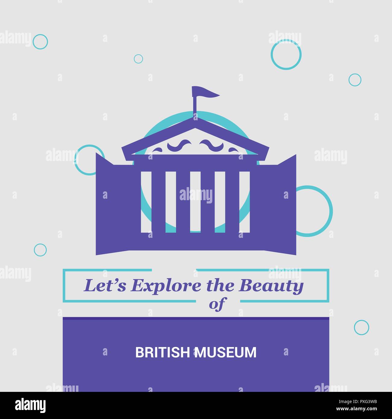 Nous allons explorer la beauté de British Museum, UK National Landmarks Illustration de Vecteur