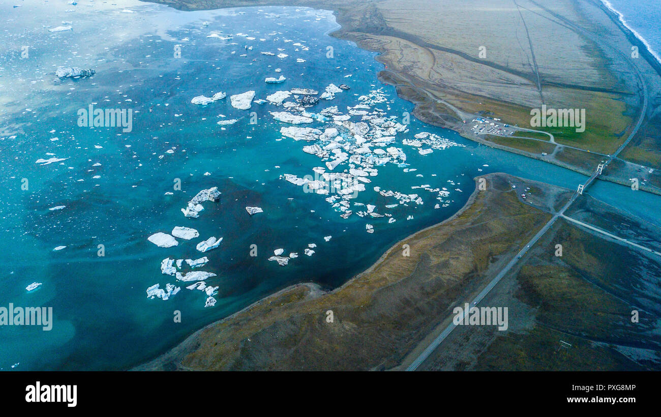 Jokulsarlon glacial lagoon, le sud de l'Islande, Banque D'Images