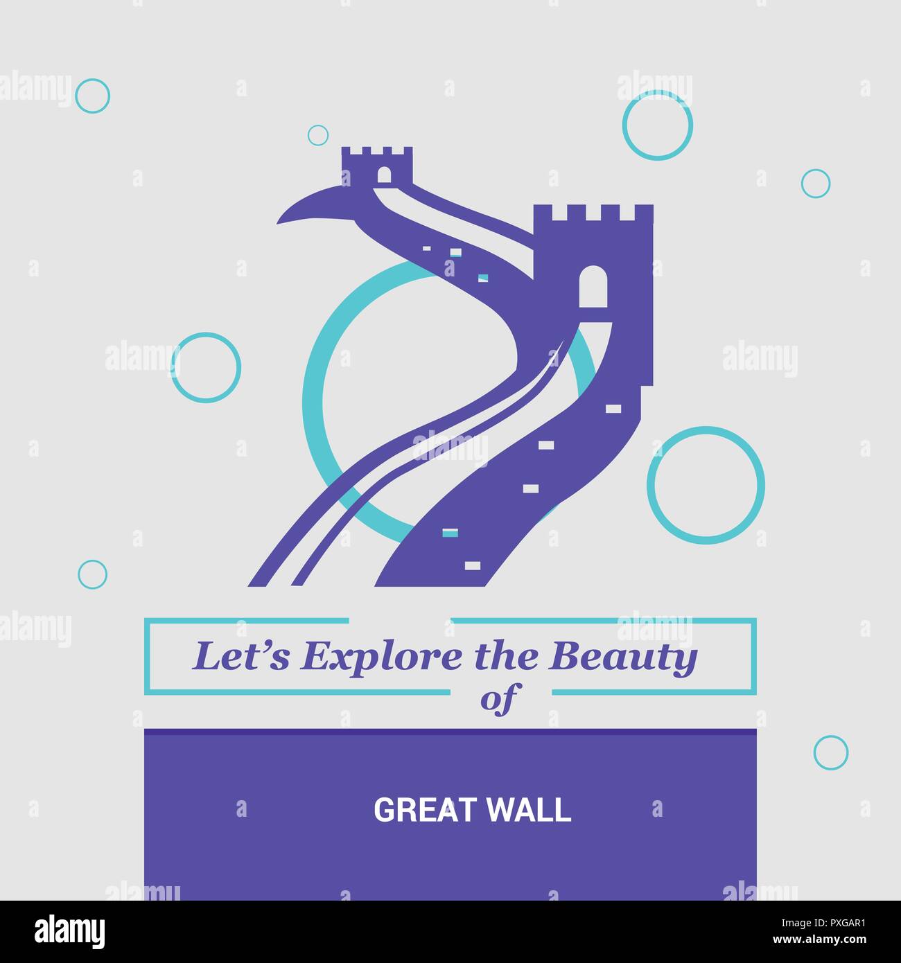 Nous allons explorer la beauté de grande muraille ,China National Landmarks Illustration de Vecteur
