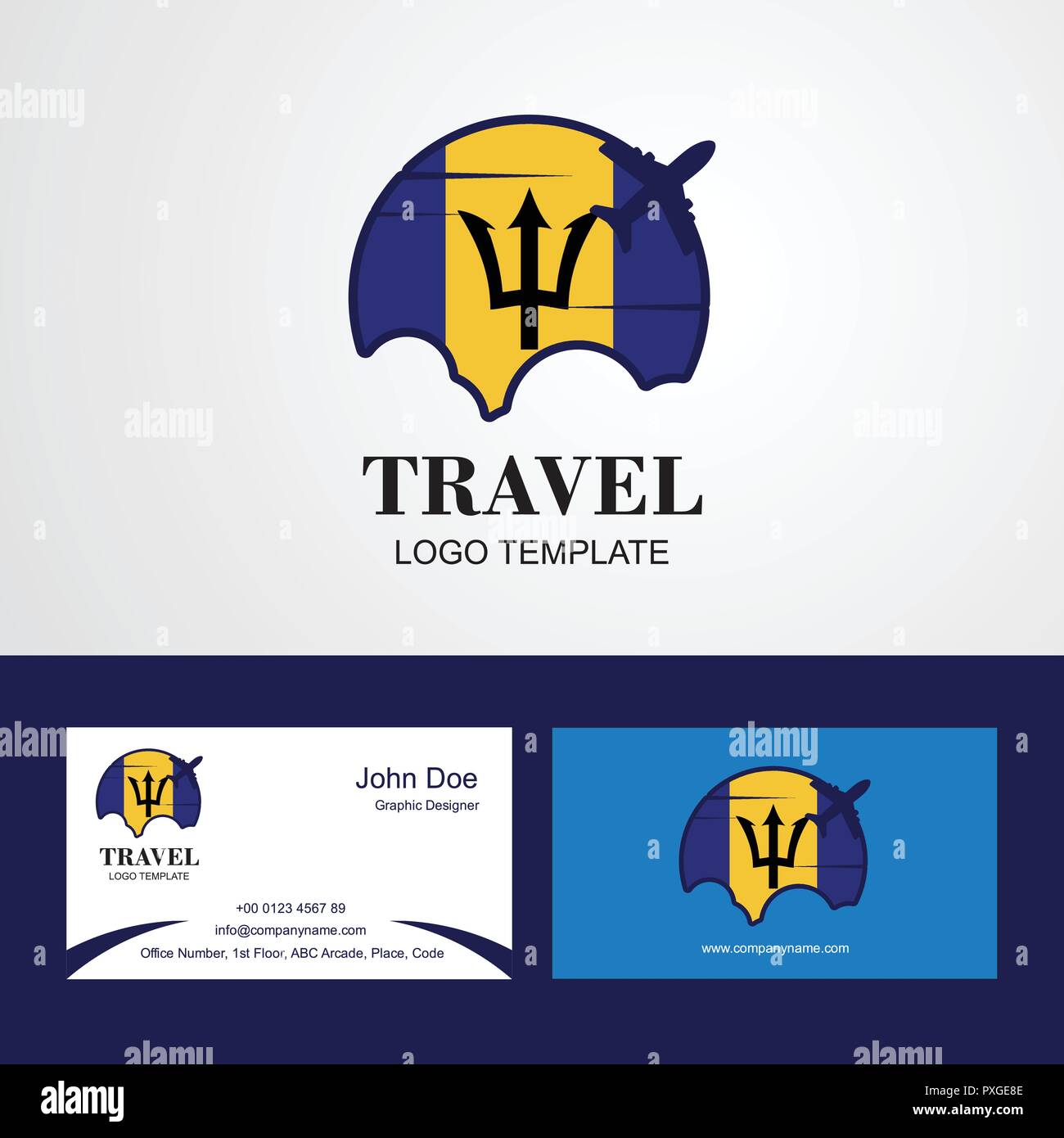 Drapeau Barbade voyage Carte de visite et Logo Design Illustration de Vecteur