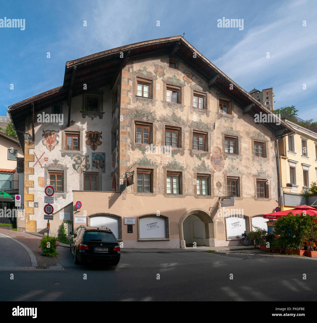 Maison décorée peint à Landeck, Tirol, Autriche Banque D'Images