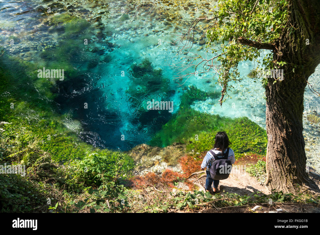 Karstquelle Syri i Kalter oder Blaues Auge, Albanien, Europa | Printemps de l'eau Tne Blue Eye Syri i Kalter, l'Albanie, de l'Europe Banque D'Images