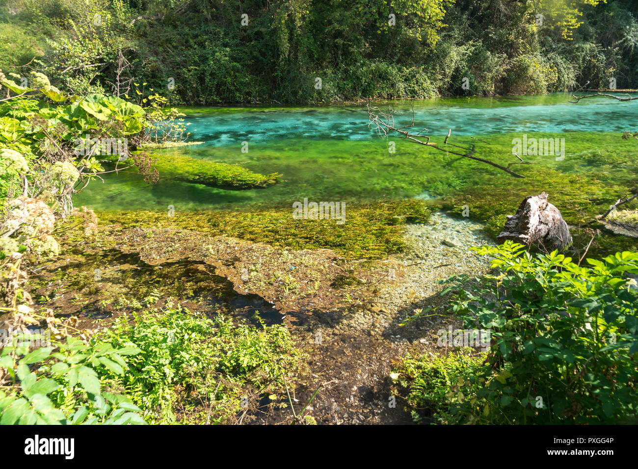 Karstquelle Syri i Kalter oder Blaues Auge, Albanien, Europa | Printemps de l'eau Tne Blue Eye Syri i Kalter, l'Albanie, de l'Europe Banque D'Images