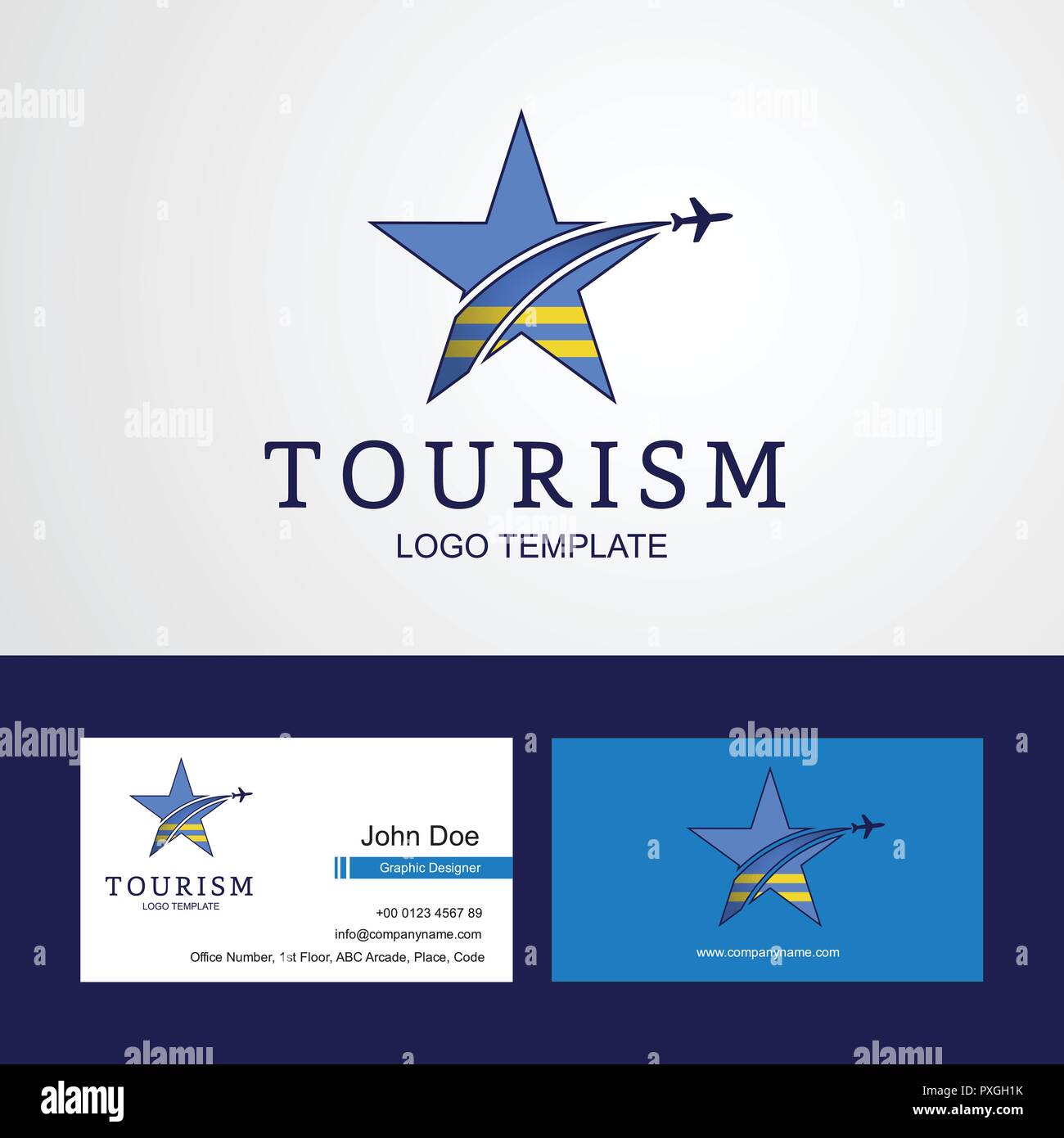 Drapeau d'Aruba voyage Star Creative Design Logo et carte de visite Illustration de Vecteur